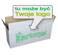 Białe pudełko z logo w kolorze zielonym