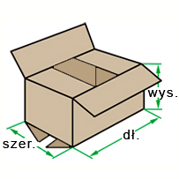 Pudełko kartonowe z oznaczeniem wymiarów